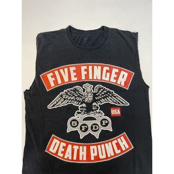 Five Finger Death Punch Graphic T-shirt Men Medium Black Music Sleeveless - Picture 2 of 8